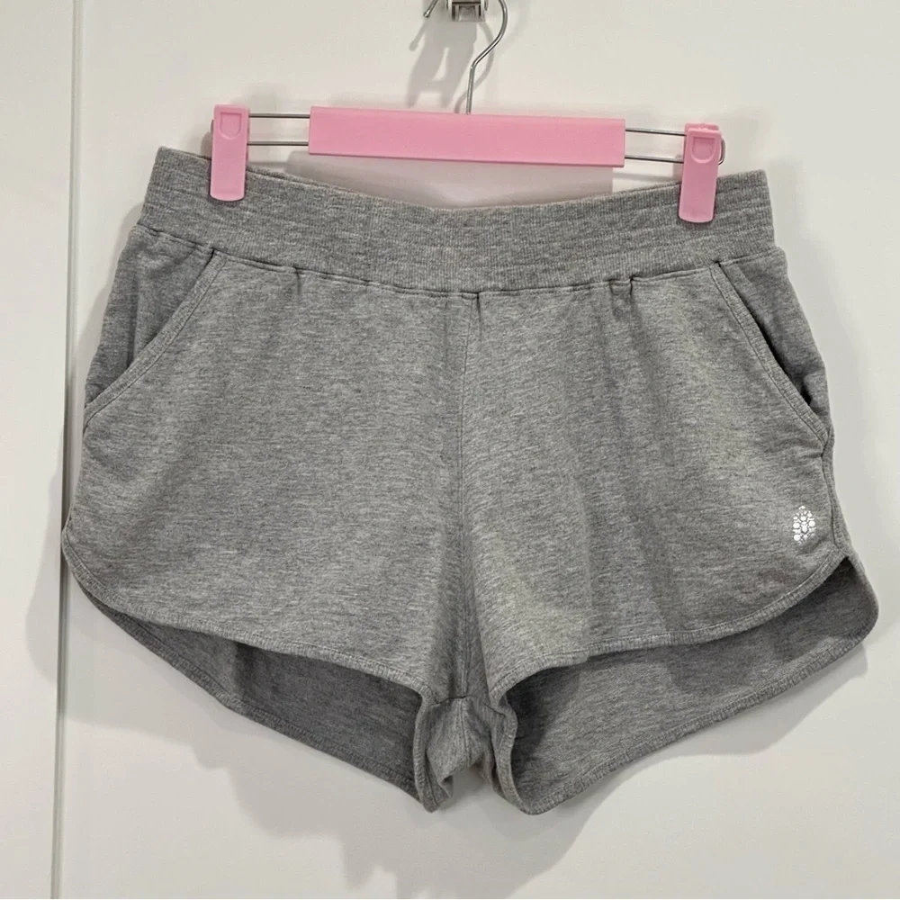 Free People Movement Sting Like A Bee Shorts Dolphin Hem Gray Medium Beachy